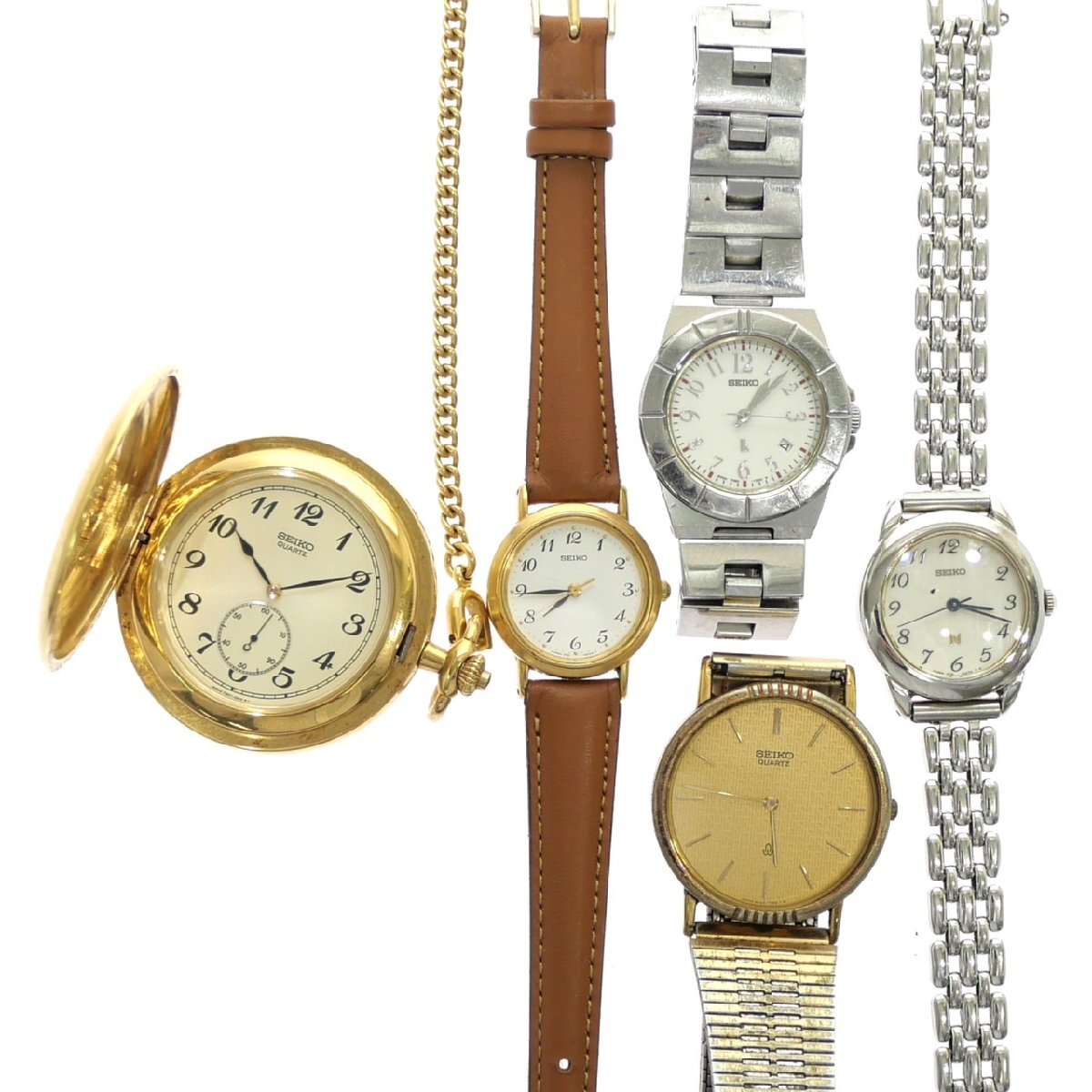 1円スタート 腕時計 まとめ5点セット SEIKO セイコー メンズ レディース 懐中時計 7N82-0620 7N07-0010 1F21-0C00 6020-7040 動作未確認