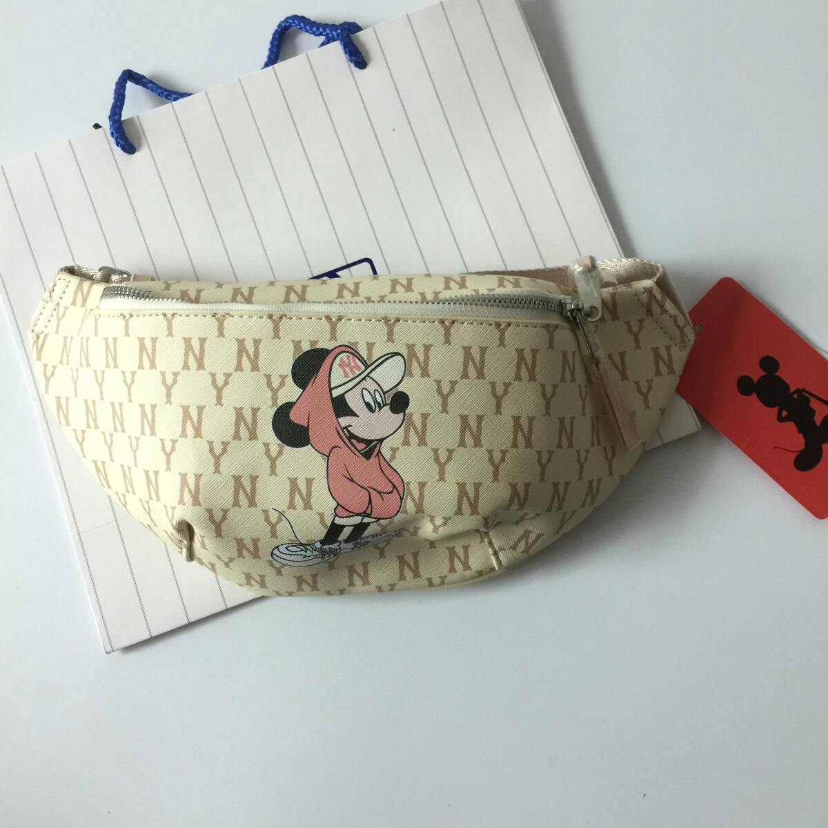 1円～MLB KOREA ウエストポーチ ボディーバッグ MLB×DISNEYコラボ ショルダーバッグ 男女兼用バッグ 紙袋あり