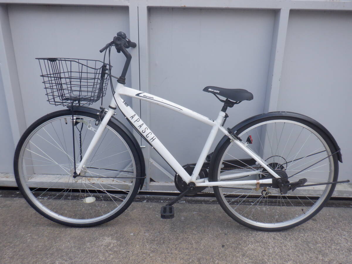 ◎中古自転車 　27インチ　トンボ　6段ギヤ　白　LEDオートライト　通勤通学◎