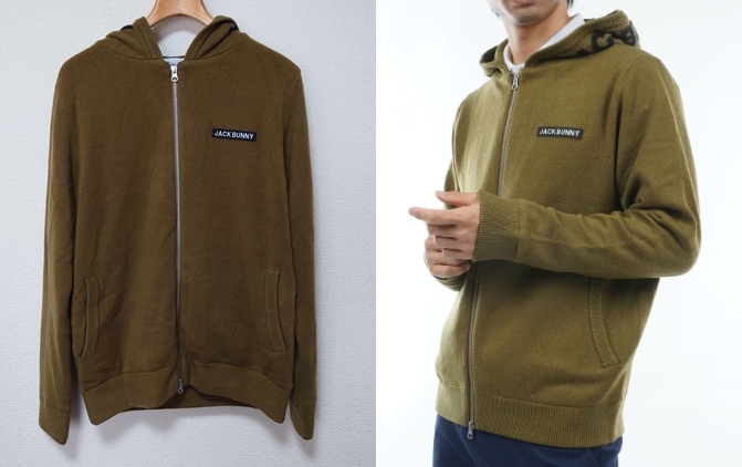 美品 Jack Bunny!! ジャックバニー 23AW HOT FEEL ニットパーカー ブルゾン ゴルフウェア サイズ5 メンズ TU