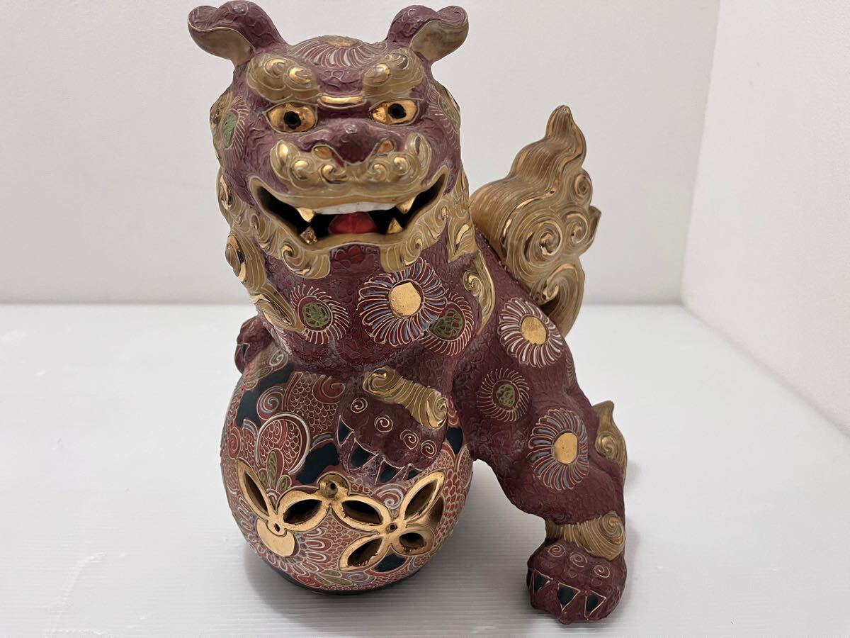 九谷焼 魔除け 獅子 置物 中古品 ①|九谷 九谷焼 魔除け 獅子 置物 中古品 ①|九谷