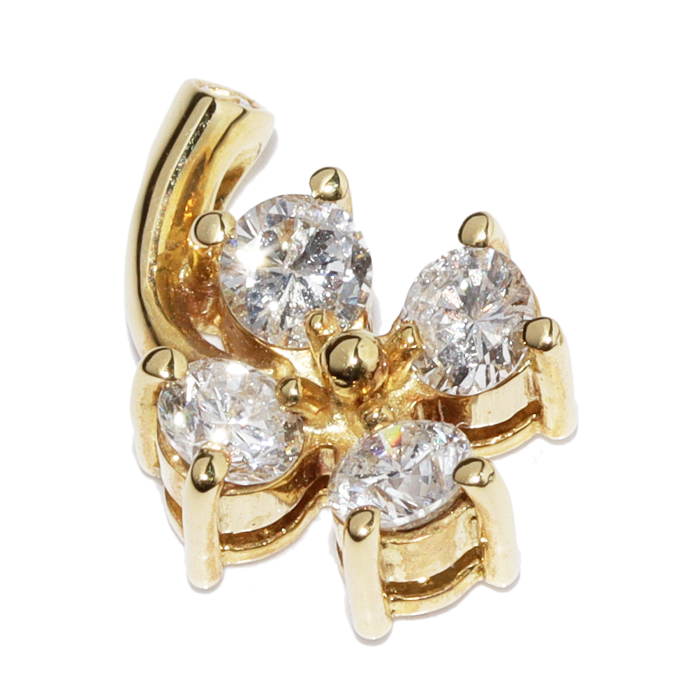 ★決算特価商品★ ペンダントトップ クローバー 四葉 ダイヤ0.50ct K18YG ダイヤモンド