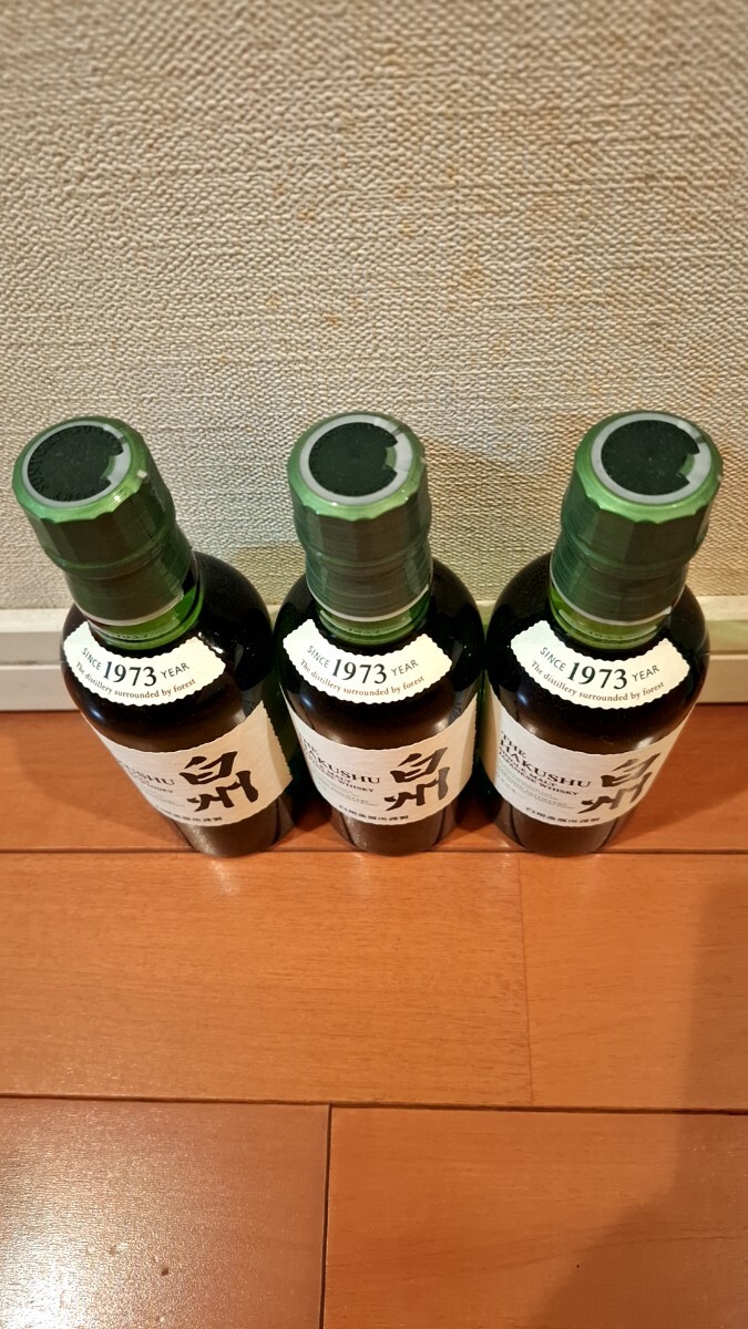 3本 サントリーシングルモルトウイスキー 白州 180ml瓶_画像2
