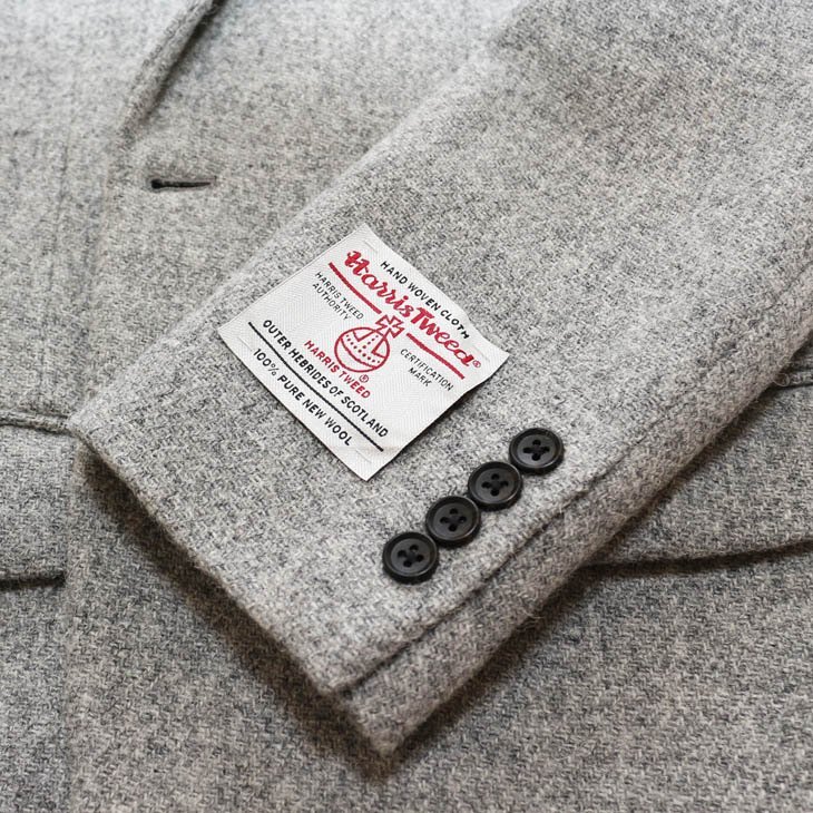 2024-25 новый продукт осень-зима Британия Harris твид Harris Tweed. пепел светло-серый . одноцветный серия 2. кнопка жакет AB5