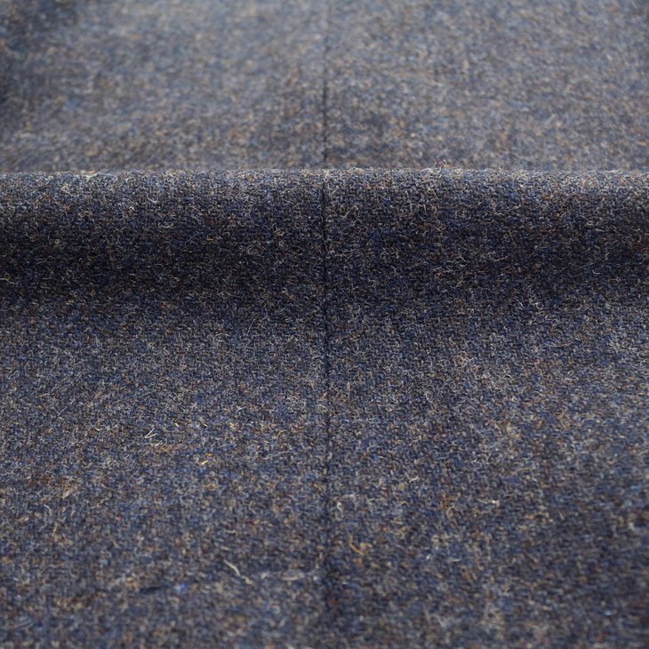 SALE 新品 秋冬 英国 ハリスツイード Harris Tweed ネイビーグレー杢 ダイヤゴナル調 無地系 ステンカラーコート (L)_画像10