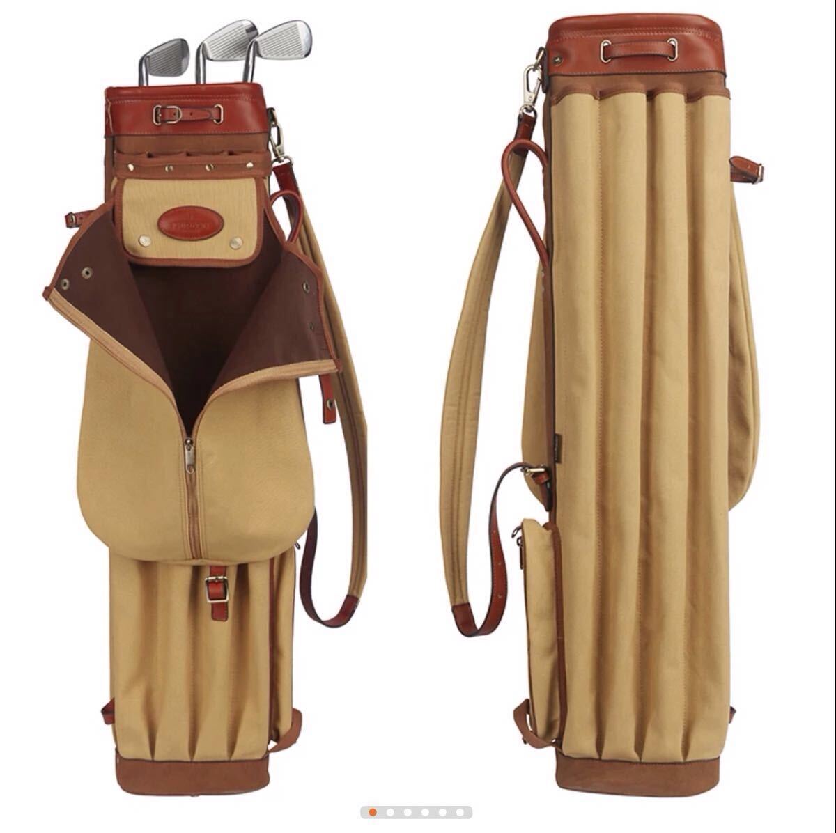 A) キャディバッグ ヴィンテージ 本革 レザー フルセット ウッド A) キャディバッグ ヴィンテージ 本革 レザー フルセット ウッド