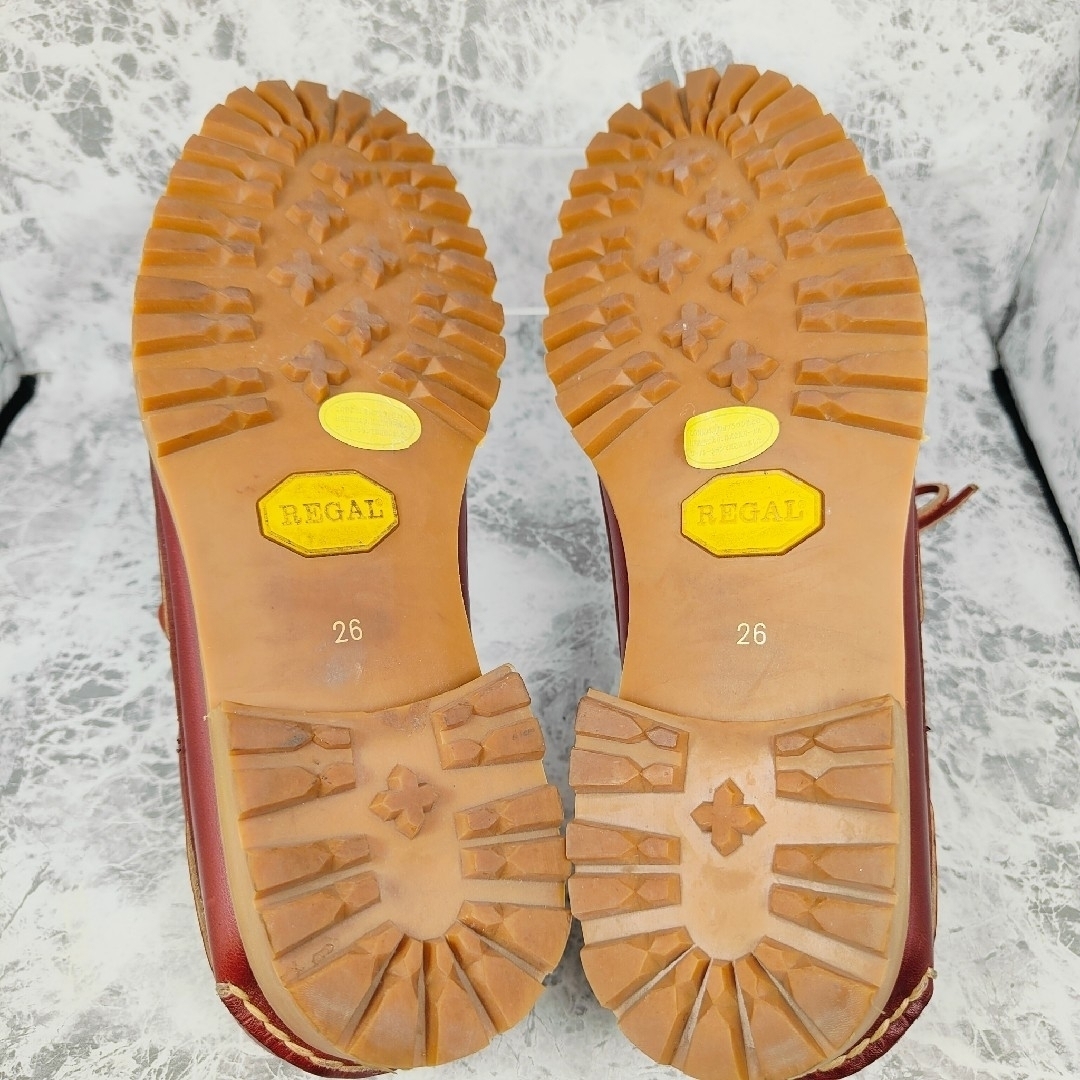 美品】REGAL(26)JE-38 デッキシューズ モカシン ワインレッド 美品】REGAL(26)JE-38 デッキシューズ モカシン ワインレッド