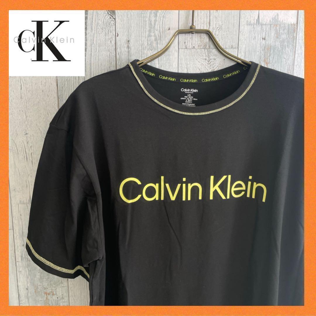 【新品】カルバンクラインCalvin Klein Tシャツ　ロゴ　黒　黄色ロゴ