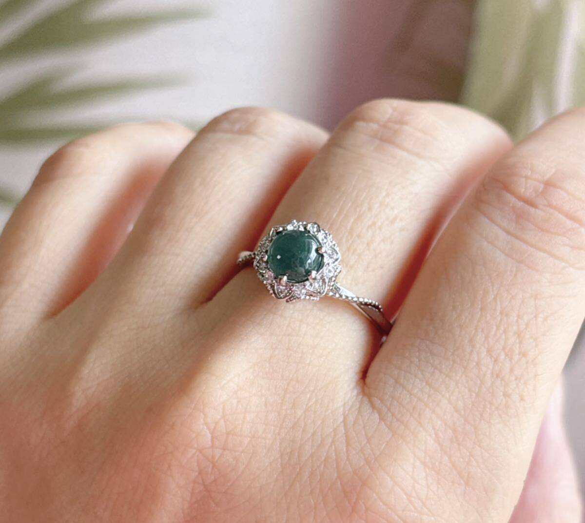 天然ミャンマー藍水本翡翠（A） 指輪（番号A3955）_画像4