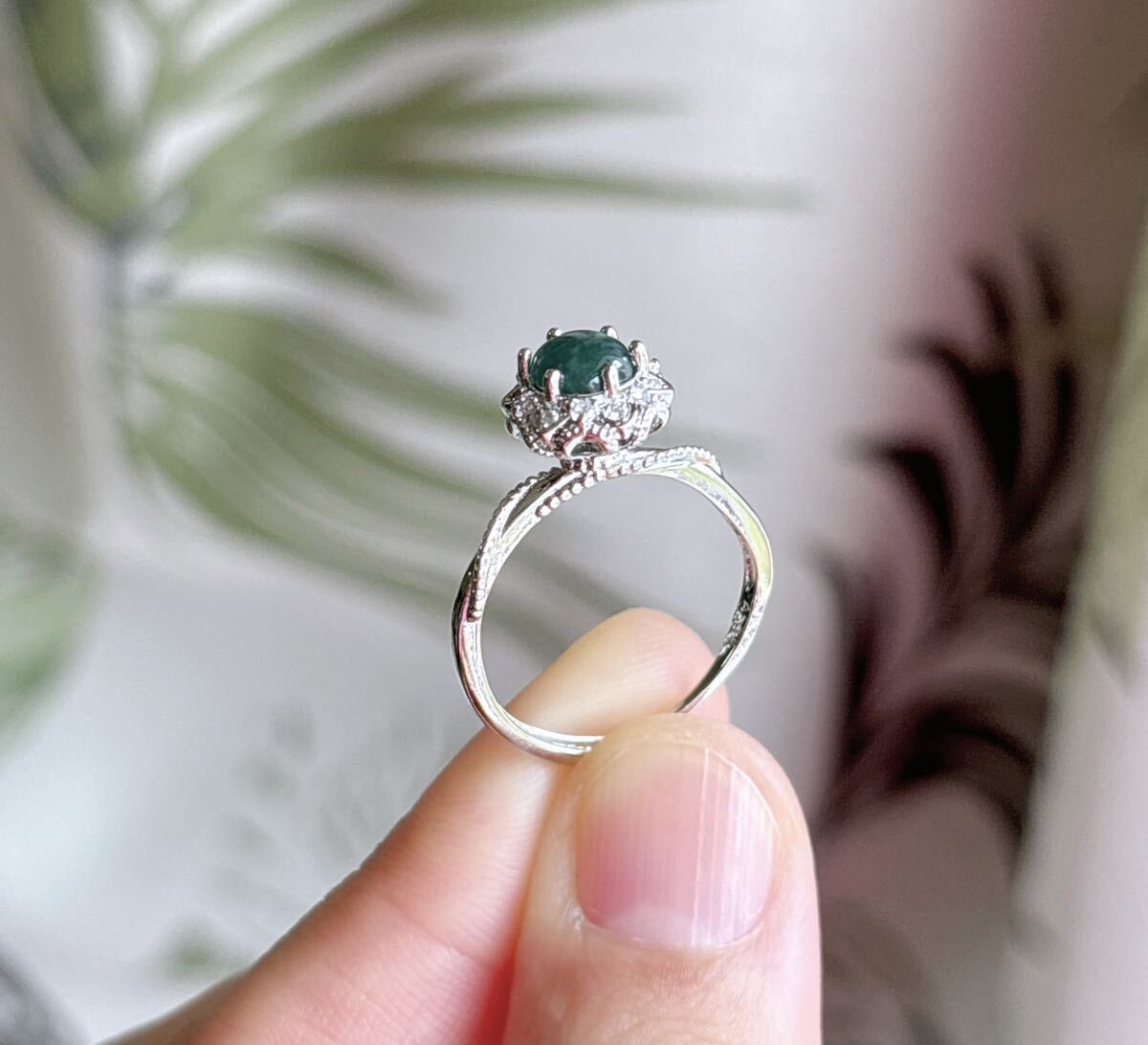 天然ミャンマー藍水本翡翠（A） 指輪（番号A3955）_画像6