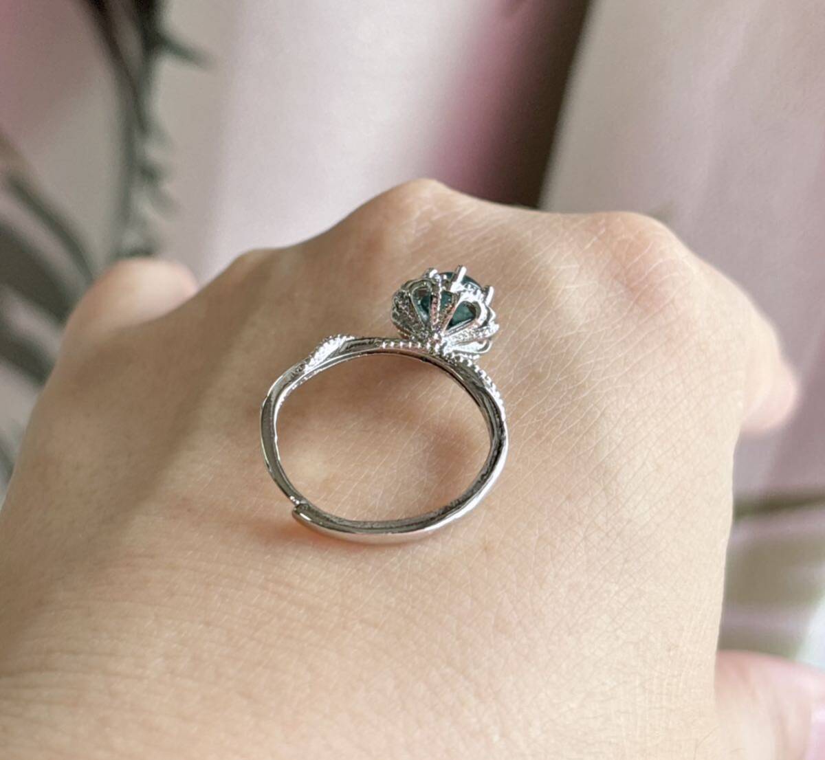 天然ミャンマー藍水本翡翠（A） 指輪（番号A3955）_画像8