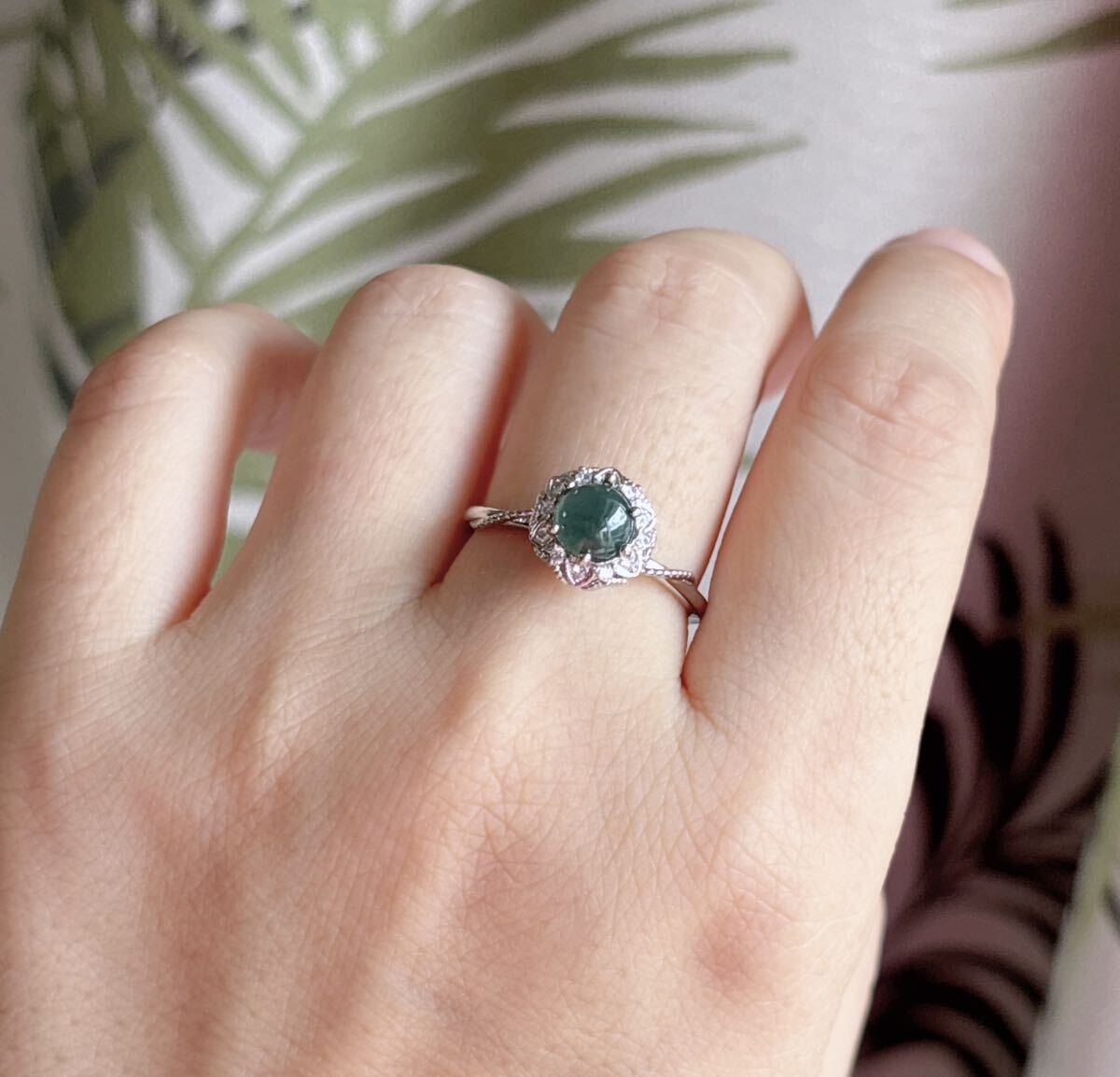 天然ミャンマー藍水本翡翠（A） 指輪（番号A3955）_画像3