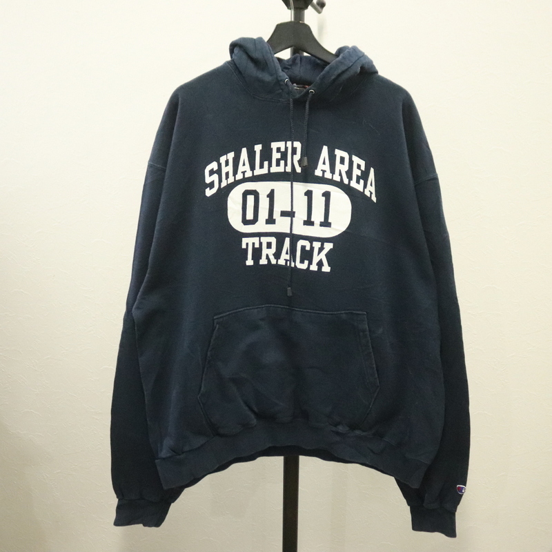 I865 2000年代製 Champion チャンピオン スウェット■00s 表記2XLサイズ フーディー ネイビー 古着 アメカジ ストリート 90s 80s カレッジ