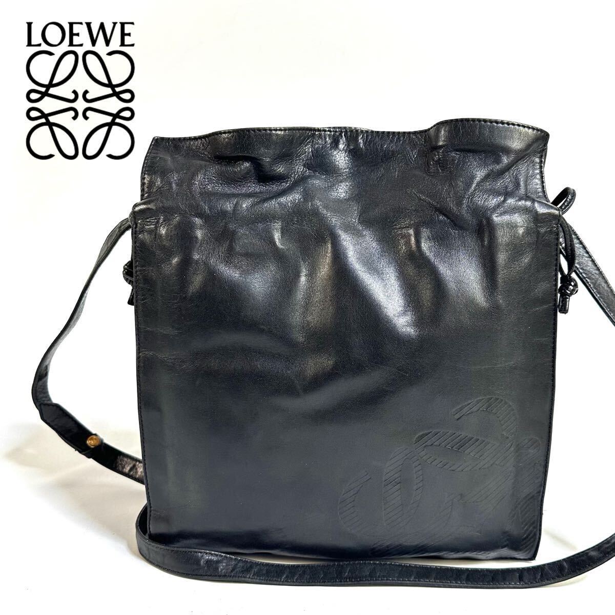 美品】LOEWE ロエベ レザー 肩掛け クロスボディ ショルダー 美品】LOEWE ロエベ レザー 肩掛け クロスボディ ショルダー