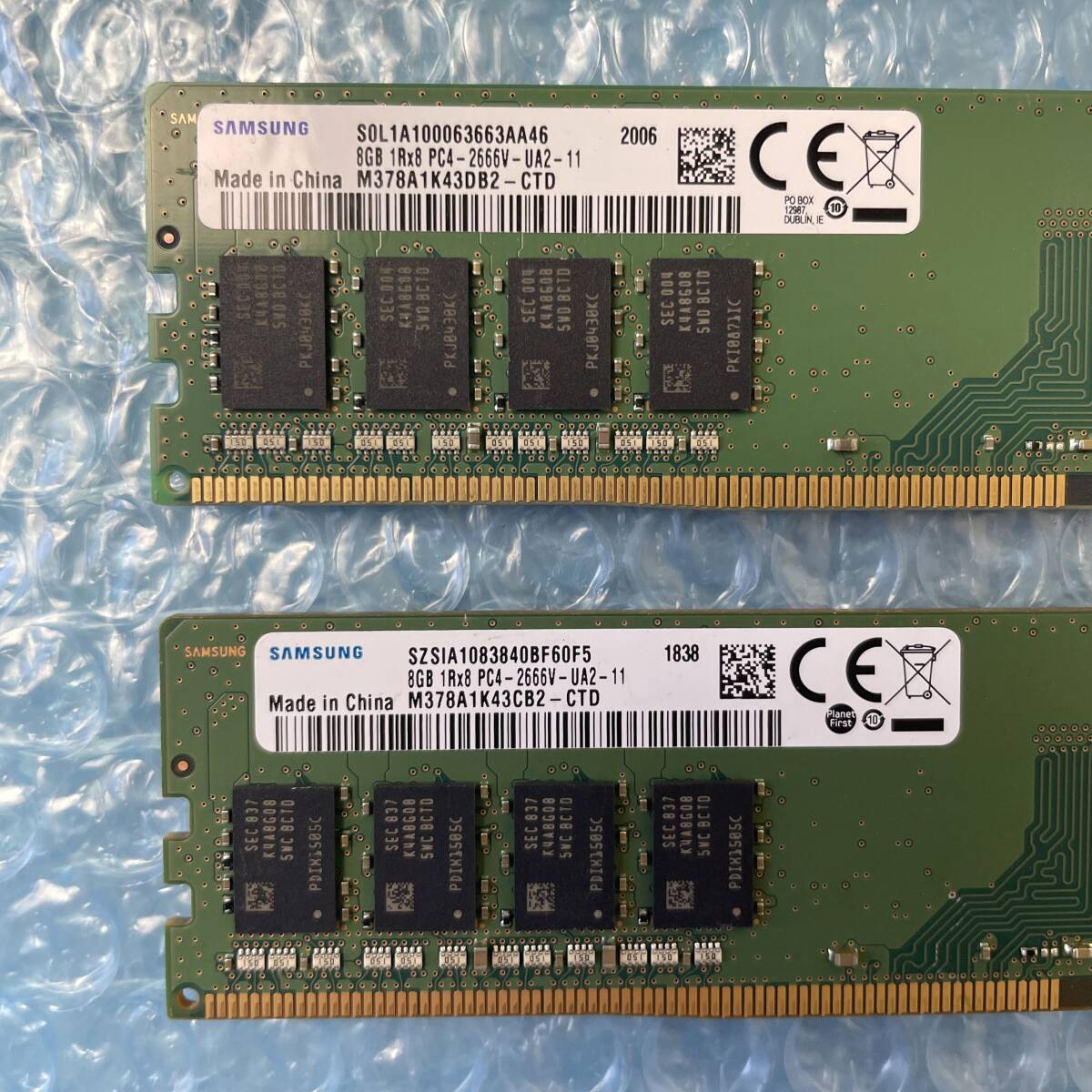 SAMSUNG 8GB×2枚 計16GB DDR4 PC4-2666V-UA2-11 中古