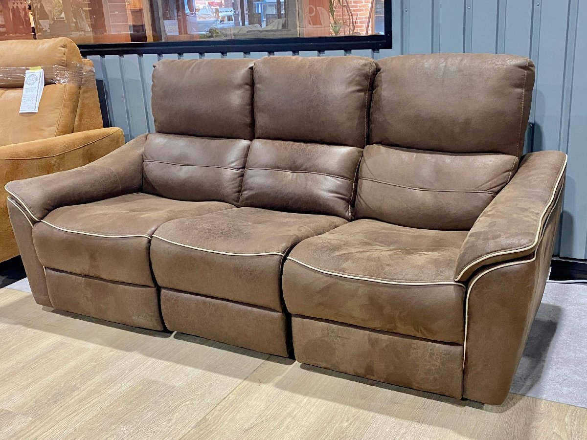 D-10013HY1004X24R RELAXFORM リラックスフォーム BAGGIO バッジオ 電動リクライニングソファ 3人掛け 人工スウェード 3シーターソファ