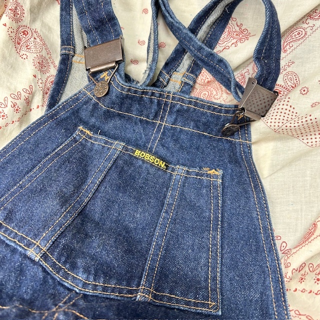 昭和レトロ古着 70s~80s Bobson デニムオーバーオール 濃青 S 昭和レトロ古着 70s~80s Bobson デニムオーバーオール 濃青 S