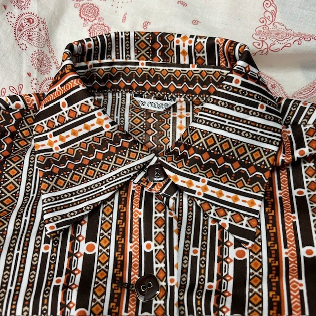昭和レトロ古着 70s~80s 総柄 ロングワンピース 14号 M~L 茶系 昭和レトロ古着 70s~80s 総柄 ロングワンピース 14号 M~L 茶系