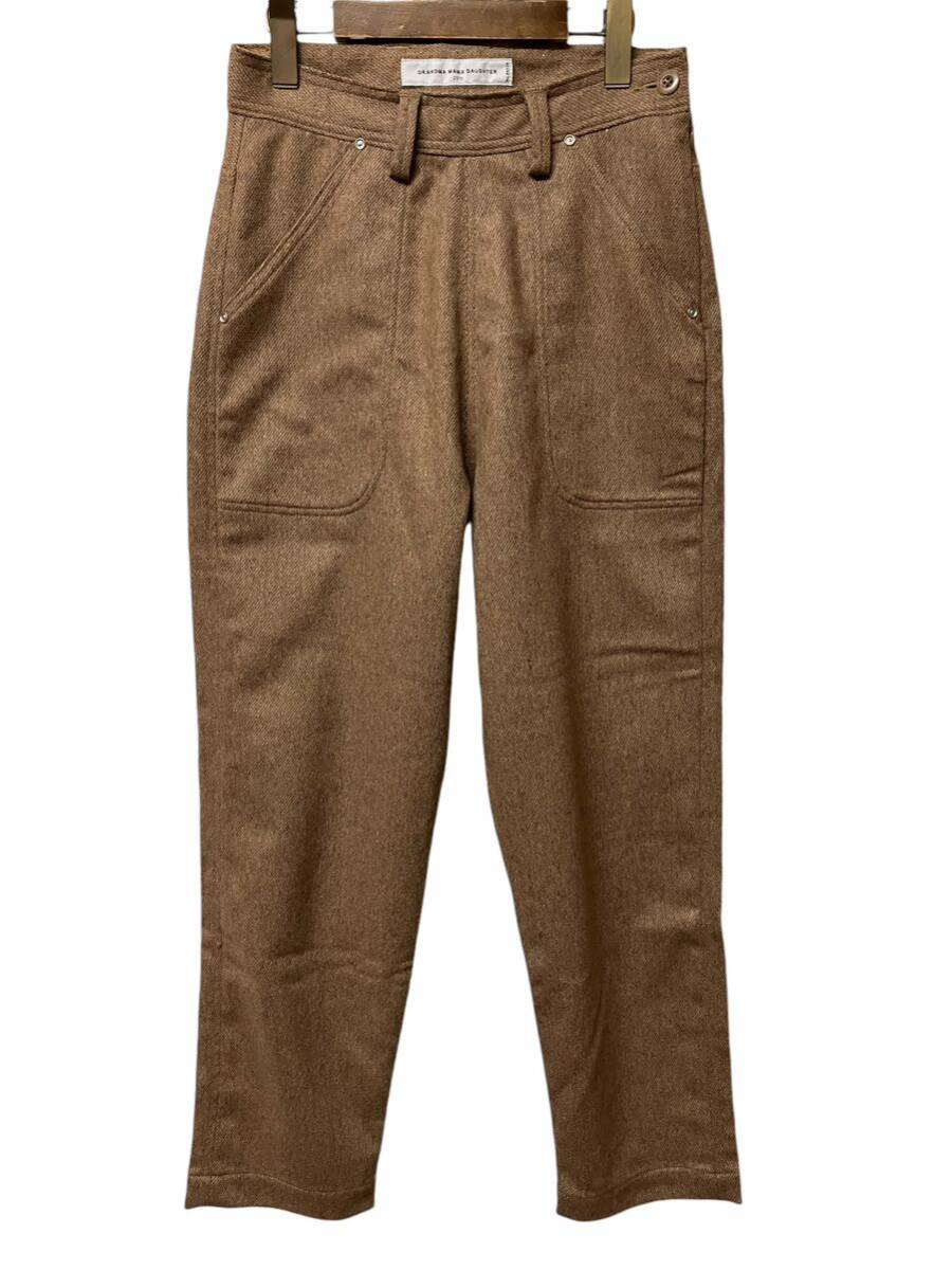 美品 GRANDMA MAMA DAUGHTER グランママドーター ツイード ランチ パンツ サイズ レディース 0 M相当 ブラウン ビンテージ xpv _画像1