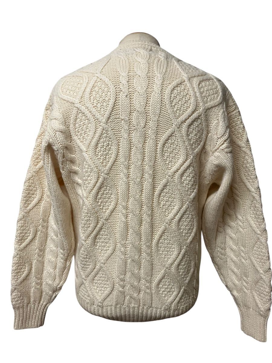!_ мясо толщина Vintage Crocodile Fisherman вязаный кардиган M слоновая кость шерсть Vintage xpv
