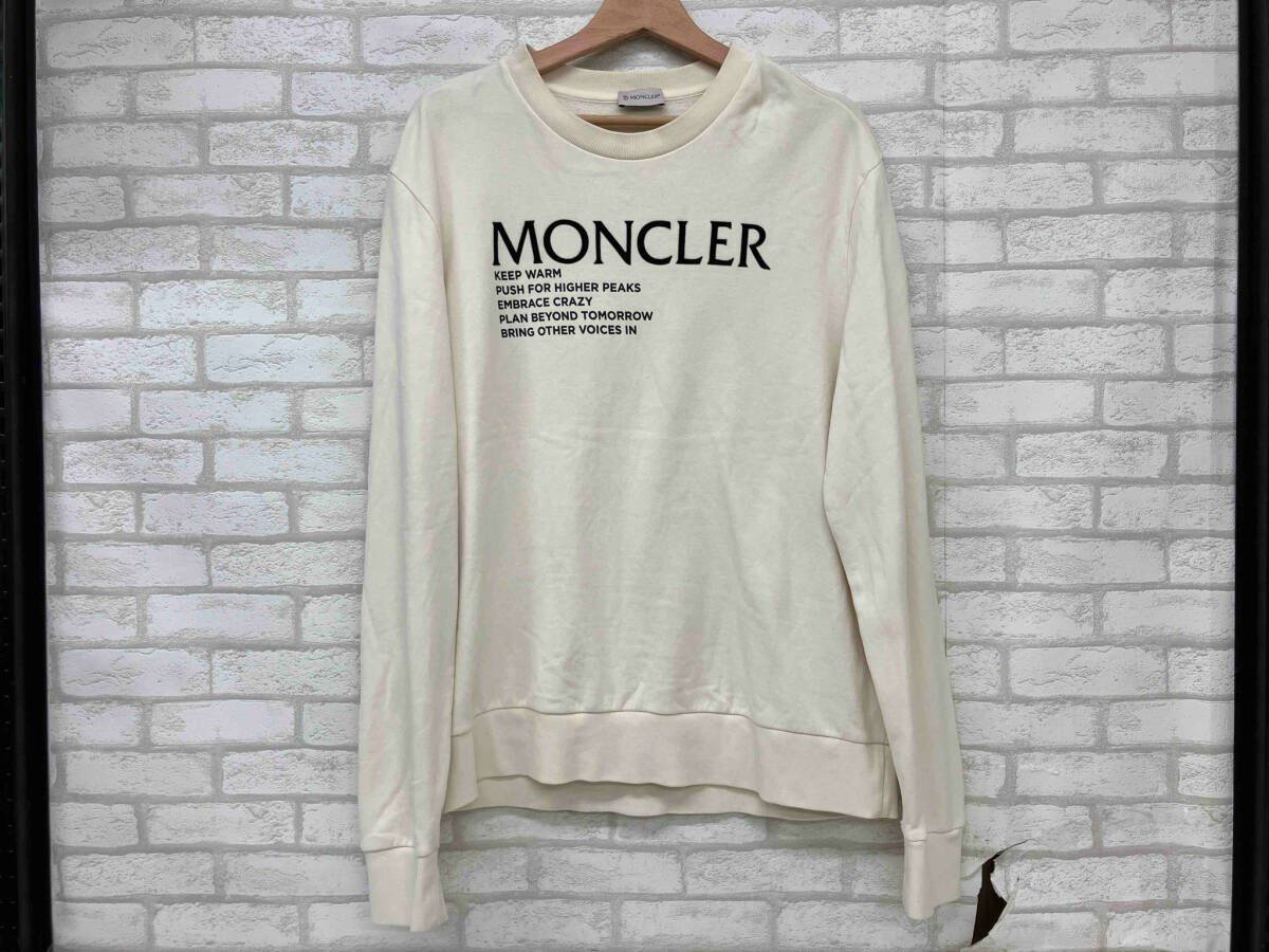 MONCLER モンクレール スウェット トレーナー プルオーバー オフホワイト ロゴ メンズ L インポート 状態考慮