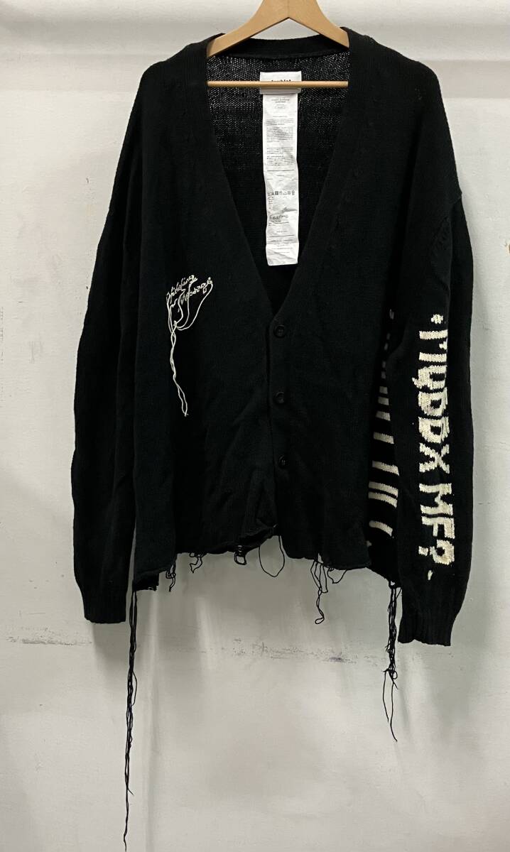 doublet ダブレット 20ss HIDDEN MESSAGE ヒドゥンメッセージ CARDIGAN ブラック カーディガン 文字 サイズM 日本製 綿100%