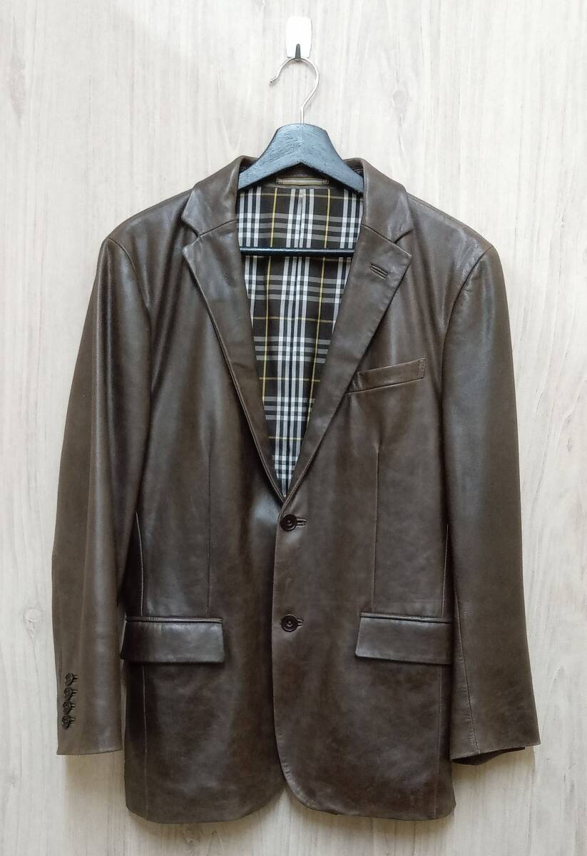 BURBERRY BLACK LABEL/バーバリーブラックレーベル/テーラードジャケット/BME73-304-57/レザージャケット/ブラウン/Sサイズ