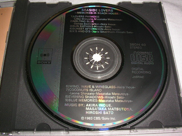 【38DH 40】 シーサイド・ラバーズ MUSIC BY 井上鑑、松任谷正隆、佐藤博 3800円盤_画像5
