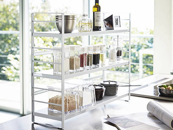 シンク上ラック ホワイト キッチン収納ラック 白 フック付き 調味料ラック 棚 便利 カフェ おしゃれ 山崎実業 タワー_画像3