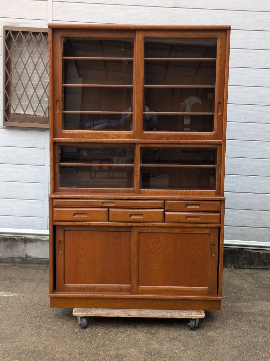 カリモク 食器棚 karimoku 大容量 キッチンボード カリモク家具 天然木 キャビネット 引き出し付き 古民家 レトロ (10276并