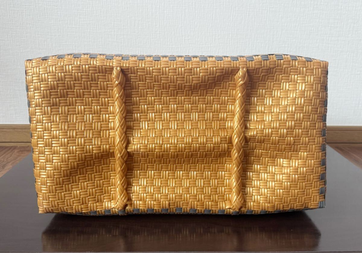プラカゴ メルカド 大容量 トートバッグ ハンドメイド かごバッグ 軽量 XLサイズ　パサール ゴールド グレー