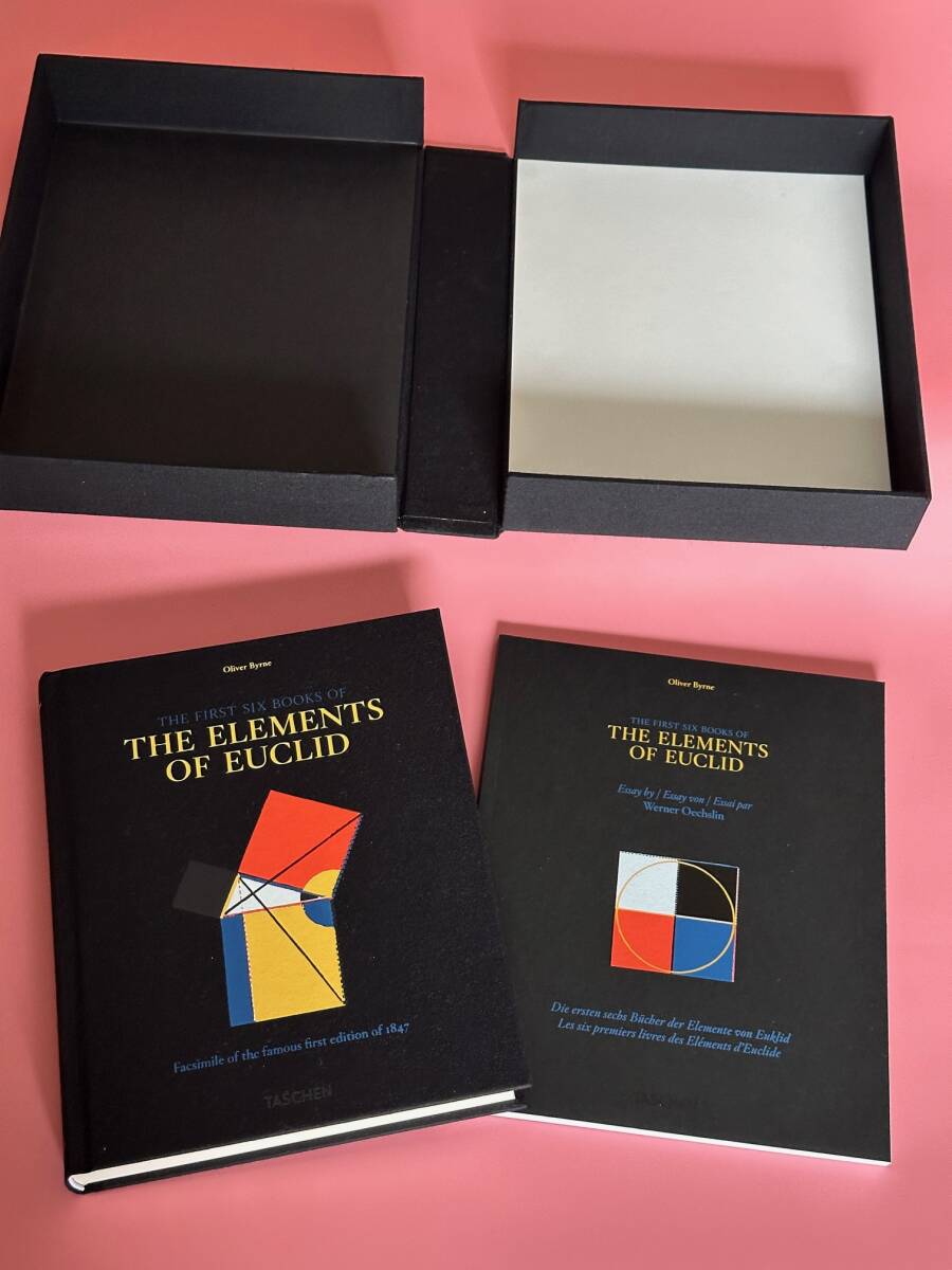 ユークリッド原論　数学 洋書 【箱入り:解説書分冊版：希少】　Oliver Byrne's Elements of Euclid: The First Six Books