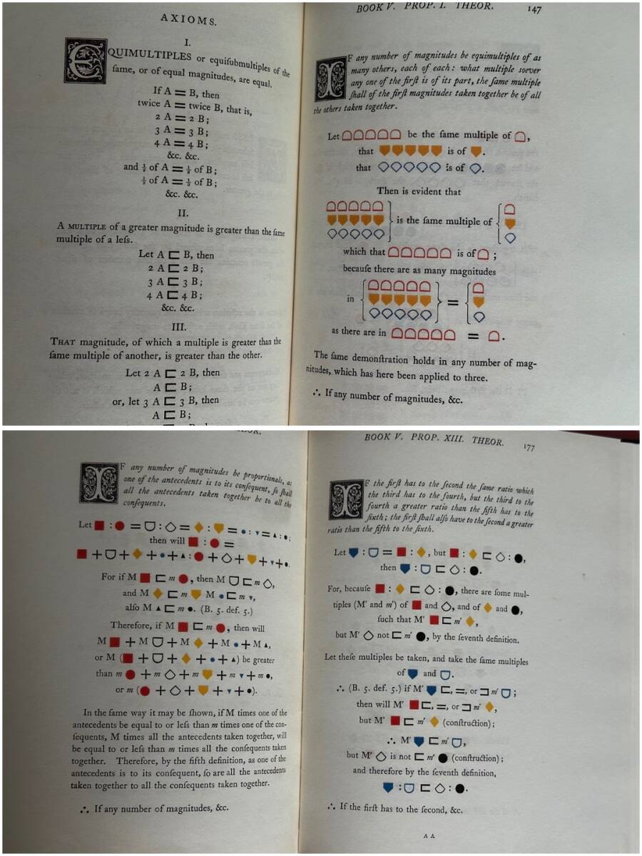 ユークリッド原論　数学 洋書 【箱入り:解説書分冊版：希少】　Oliver Byrne's Elements of Euclid: The First Six Books