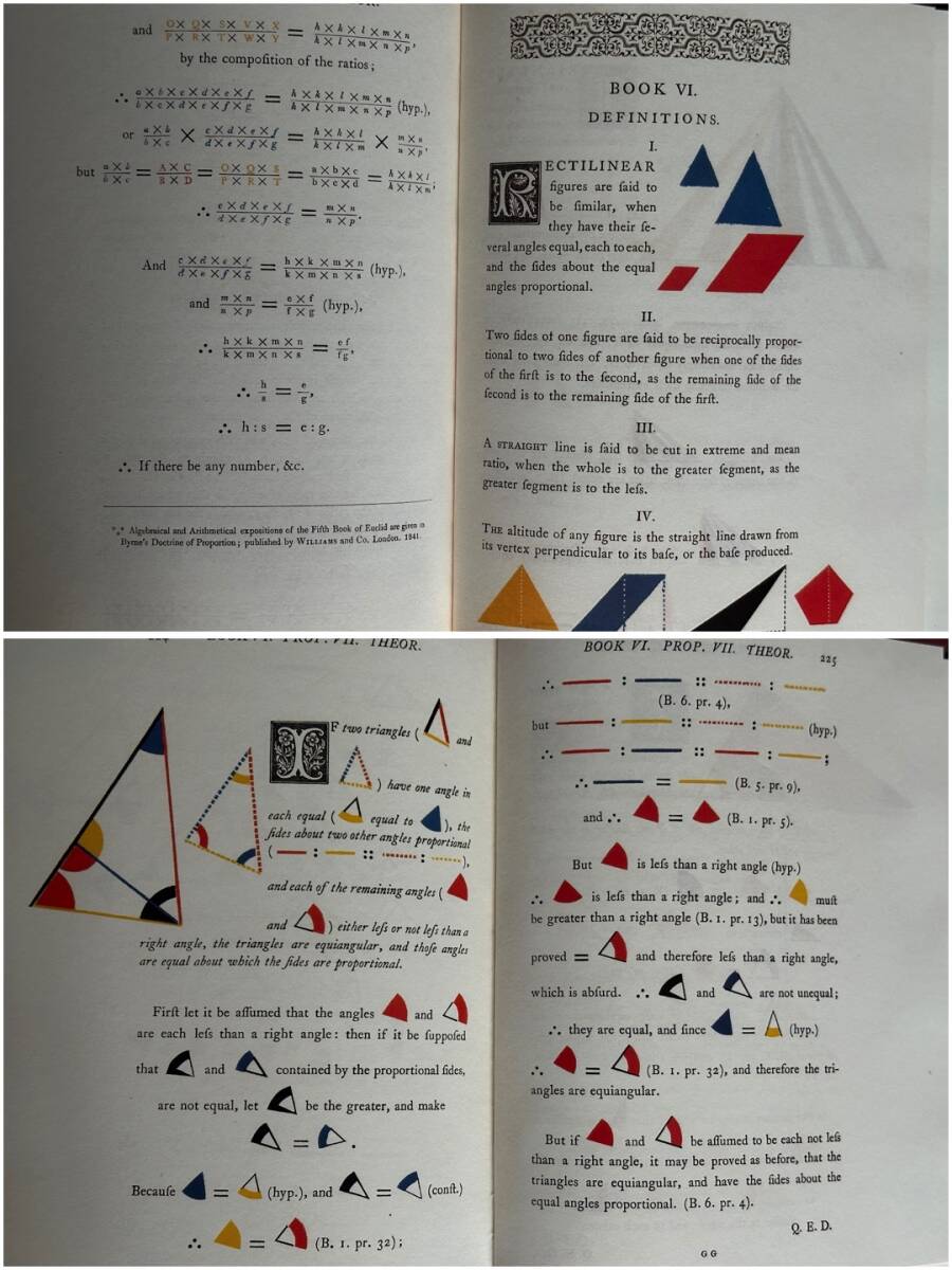 ユークリッド原論　数学 洋書 【箱入り:解説書分冊版：希少】　Oliver Byrne's Elements of Euclid: The First Six Books