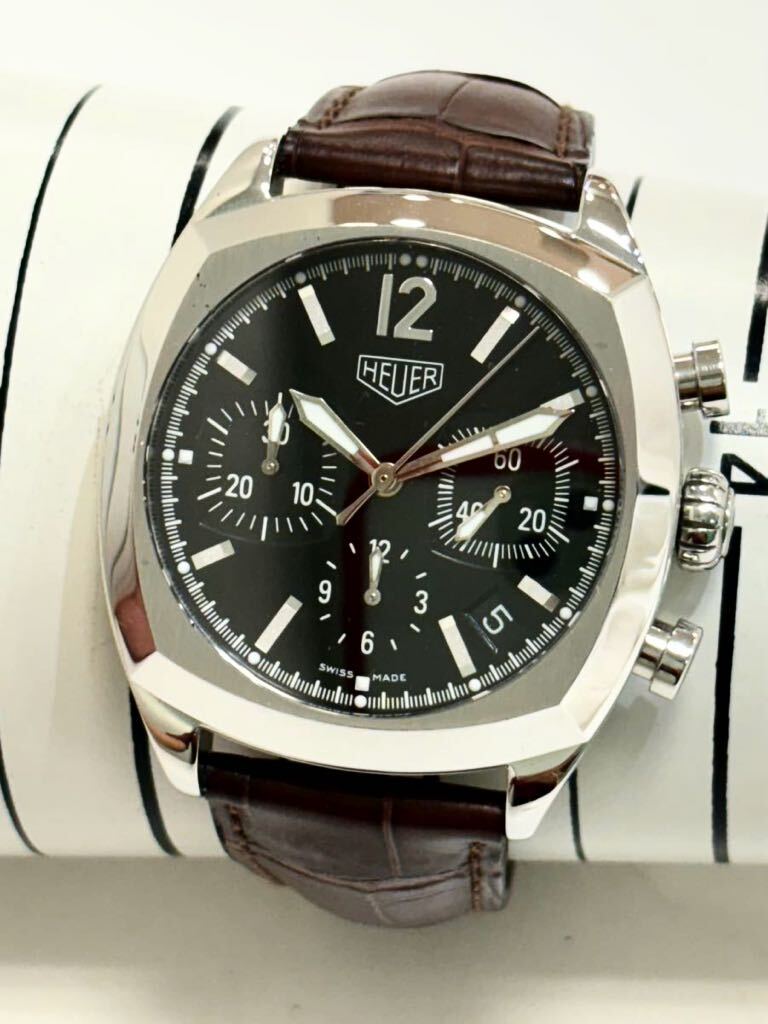 稼働品 TAG HEUER タグホイヤー モンツァ クロノグラフ デイト メンズ腕時計 CR2110 自動巻き 黒文字盤
