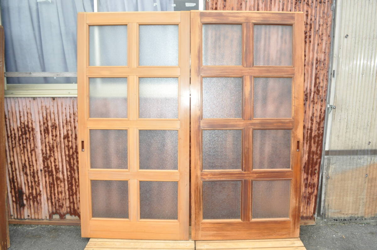 可1 昭和レトロ建具 二枚組 6面ガラス 屋内用 木製引戸 1700x876x32 可1 昭和レトロ建具 二枚組 6面ガラス 屋内用 木製引戸 1700x876x32