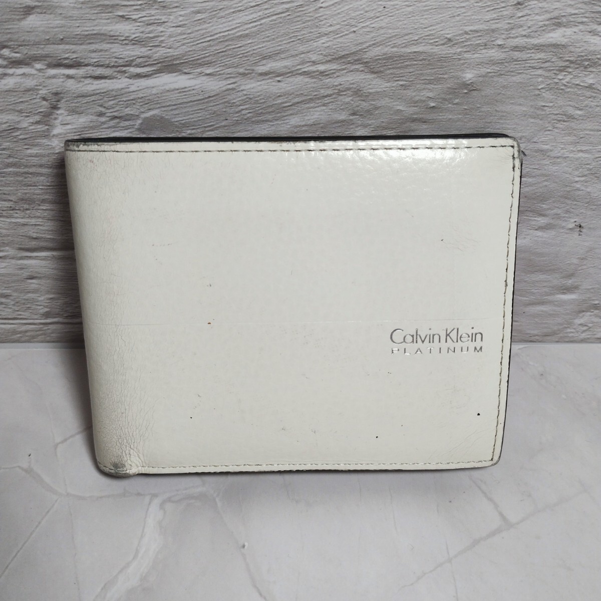 Calvin Klein PLATINUM 二つ折り財布 レザー ホワイト メンズ Calvin Klein PLATINUM 二つ折り財布 レザー ホワイト メンズ