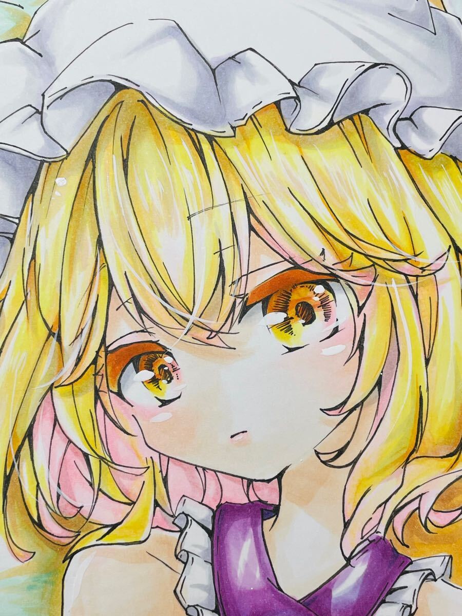 手描きイラスト　A4 東方Project 同人 東方　八雲藍　ケモ娘　ケモ耳　狐　九尾　 女の子 獣耳