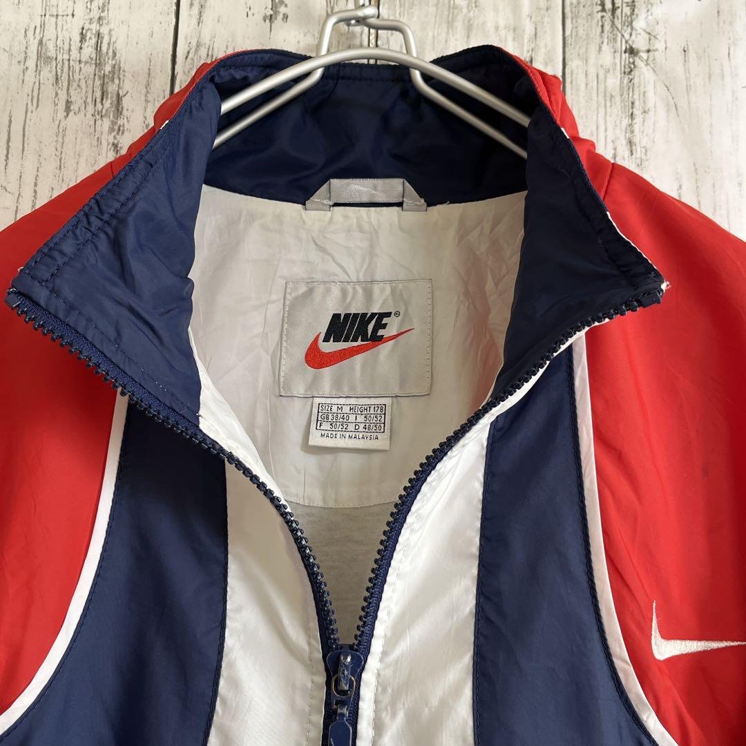 90's NIKE ナイキ 白タグ ナイロンジャケット L相当 白紺赤 90's NIKE ナイキ 白タグ ナイロンジャケット L相当 白紺赤