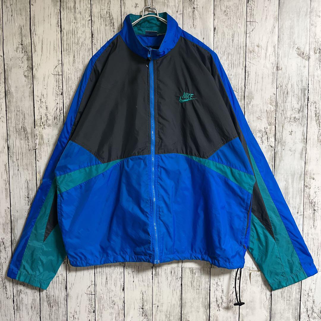 90's NIKE ナイキ 銀タグ ナイロンジャケット L相当 青グレー緑 90's NIKE ナイキ 銀タグ ナイロンジャケット L相当 青グレー緑