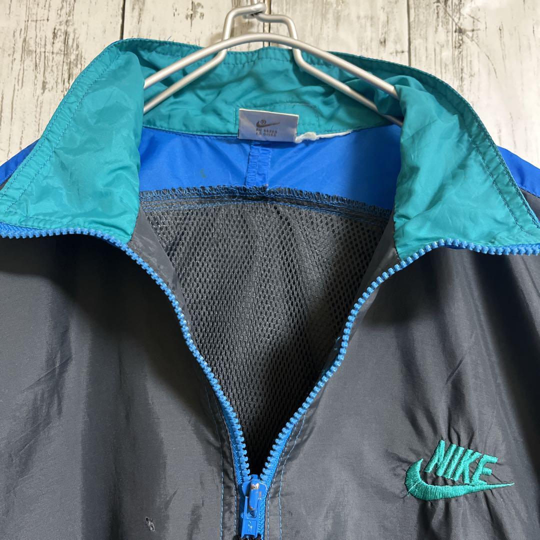 90's NIKE ナイキ 銀タグ ナイロンジャケット L相当 青グレー緑 90's NIKE ナイキ 銀タグ ナイロンジャケット L相当 青グレー緑