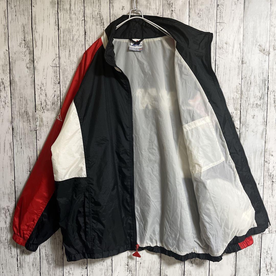 90's APEX ONE ナイロンジャケット XL 黒赤白 カレッジ刺繍 90 90's APEX ONE ナイロンジャケット XL 黒赤白 カレッジ刺繍 90