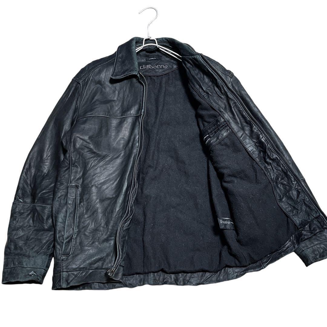 Claiborne レザージャケット L相当 黒 ブラック ラムレザー 本革 Claiborne レザージャケット L相当 黒 ブラック ラムレザー 本革