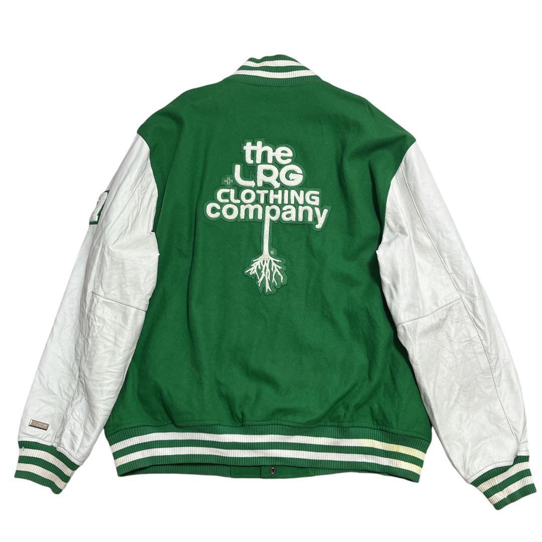 LRG 袖レザースタジャン バーシティージャケット 3XL 緑 LRG 袖レザースタジャン バーシティージャケット 3XL 緑