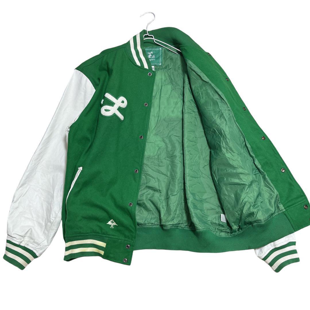 LRG 袖レザースタジャン バーシティージャケット 3XL 緑 LRG 袖レザースタジャン バーシティージャケット 3XL 緑