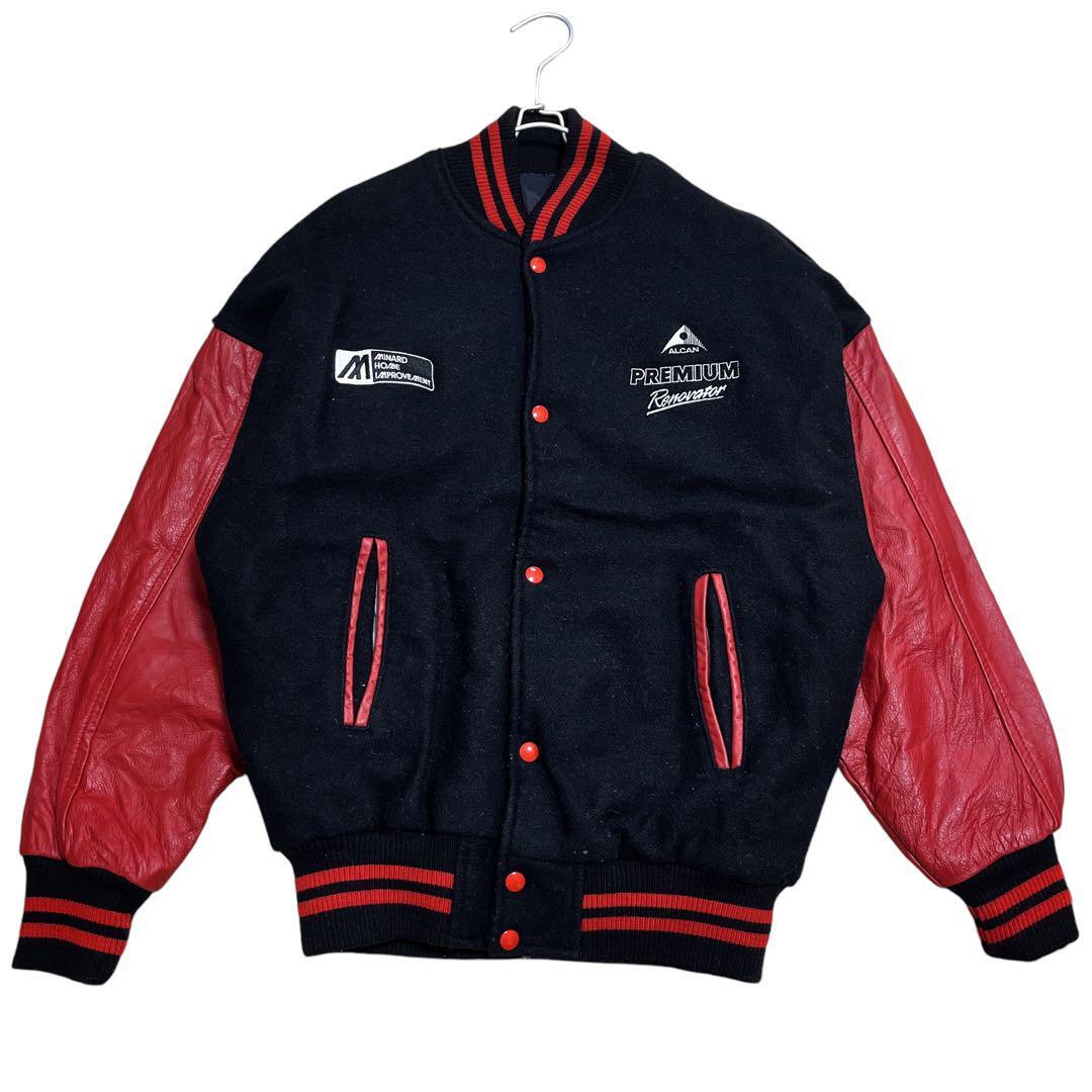 90's カナダスポーツウェア カナダ製 袖レザースタジャン バー 90's カナダスポーツウェア カナダ製 袖レザースタジャン バー