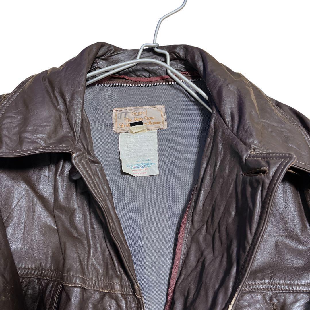 80's Sears シアーズ カナダ製 本革 カーコート レザー 80's Sears シアーズ カナダ製 本革 カーコート レザー