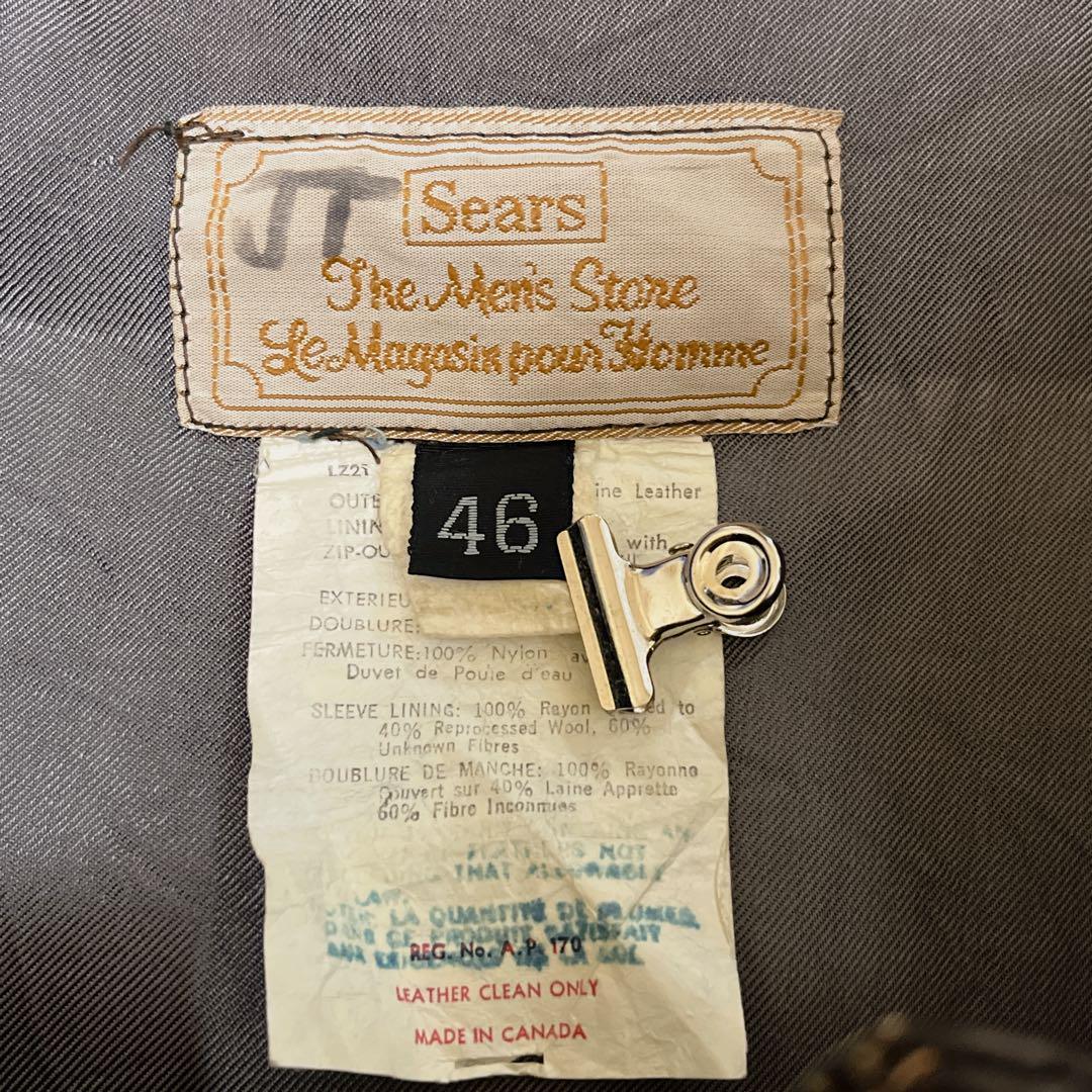 80's Sears シアーズ カナダ製 本革 カーコート レザー 80's Sears シアーズ カナダ製 本革 カーコート レザー