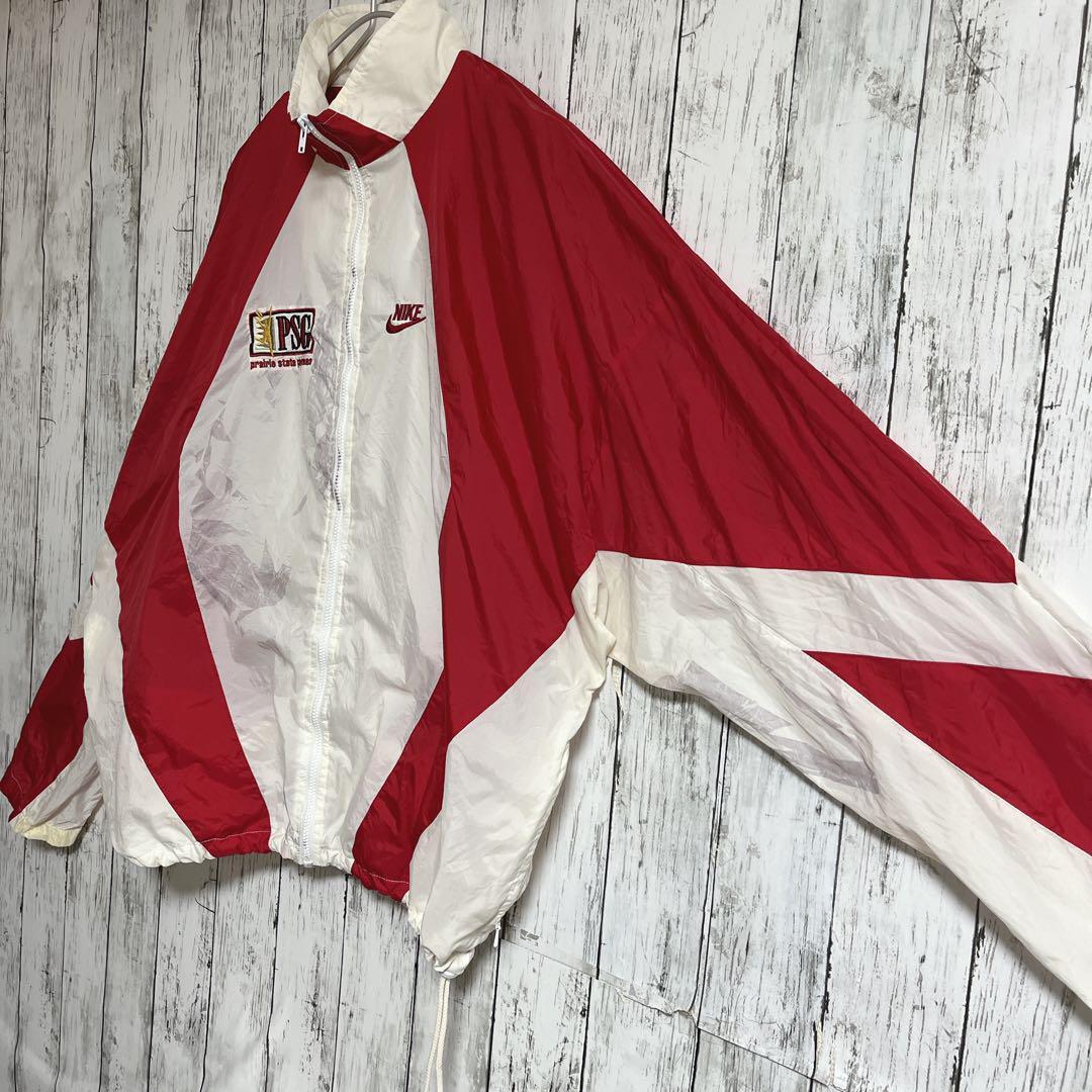 90's NIKE ナイキ 白タグ 銀タグ ナイロンジャケット XL 白赤 90's NIKE ナイキ 白タグ 銀タグ ナイロンジャケット XL 白赤