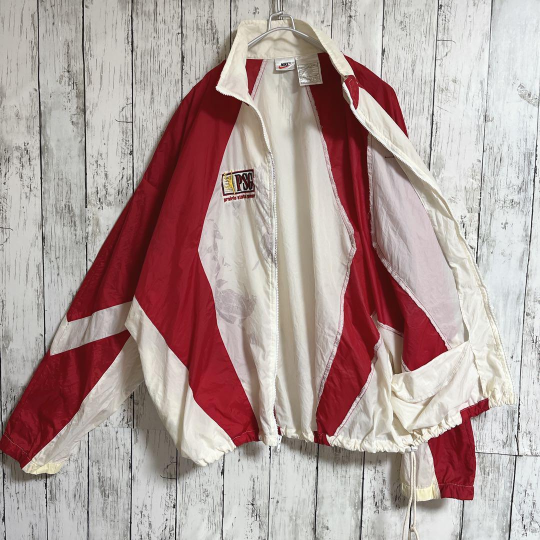 90's NIKE ナイキ 白タグ 銀タグ ナイロンジャケット XL 白赤 90's NIKE ナイキ 白タグ 銀タグ ナイロンジャケット XL 白赤